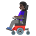 woman in motorized wheelchair, dark skin tone